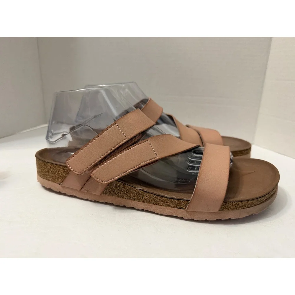 Skechers Arch Comfort Pink Triple Strap Slide Sandals Womens 10